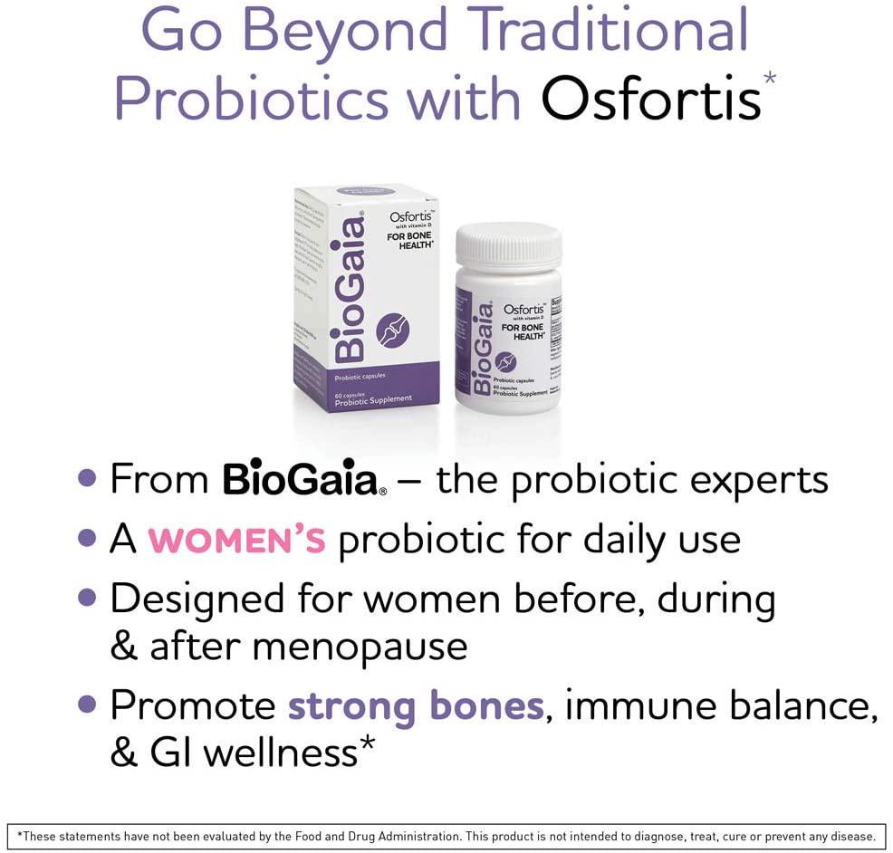 BioGaia Osfortis, Women's Probiotic for Strong Bones, Immune Balance and GI Wellness, Contains L. reuteri 6475, 60 Capsules, 1 Pack