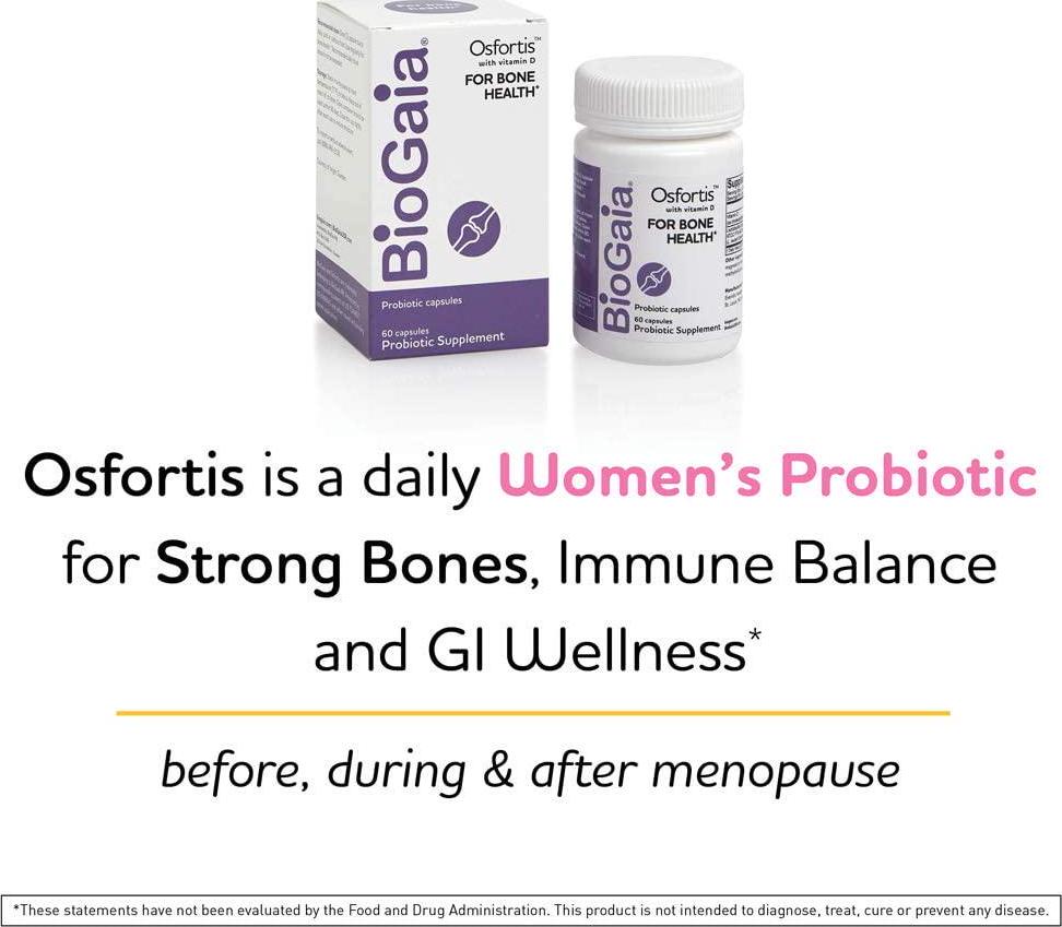 BioGaia Osfortis, Women's Probiotic for Strong Bones, Immune Balance and GI Wellness, Contains L. reuteri 6475, 60 Capsules, 1 Pack