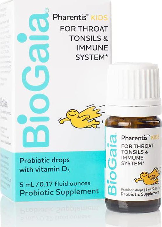 BioGaia Pharentis Kids | Throat and Tonsil Probiotic | for Minor Sore Throats | Clinically Proven Probiotic + Vitamin D | Safe for Kids of All Ages | No Artificial Colors or Flavor