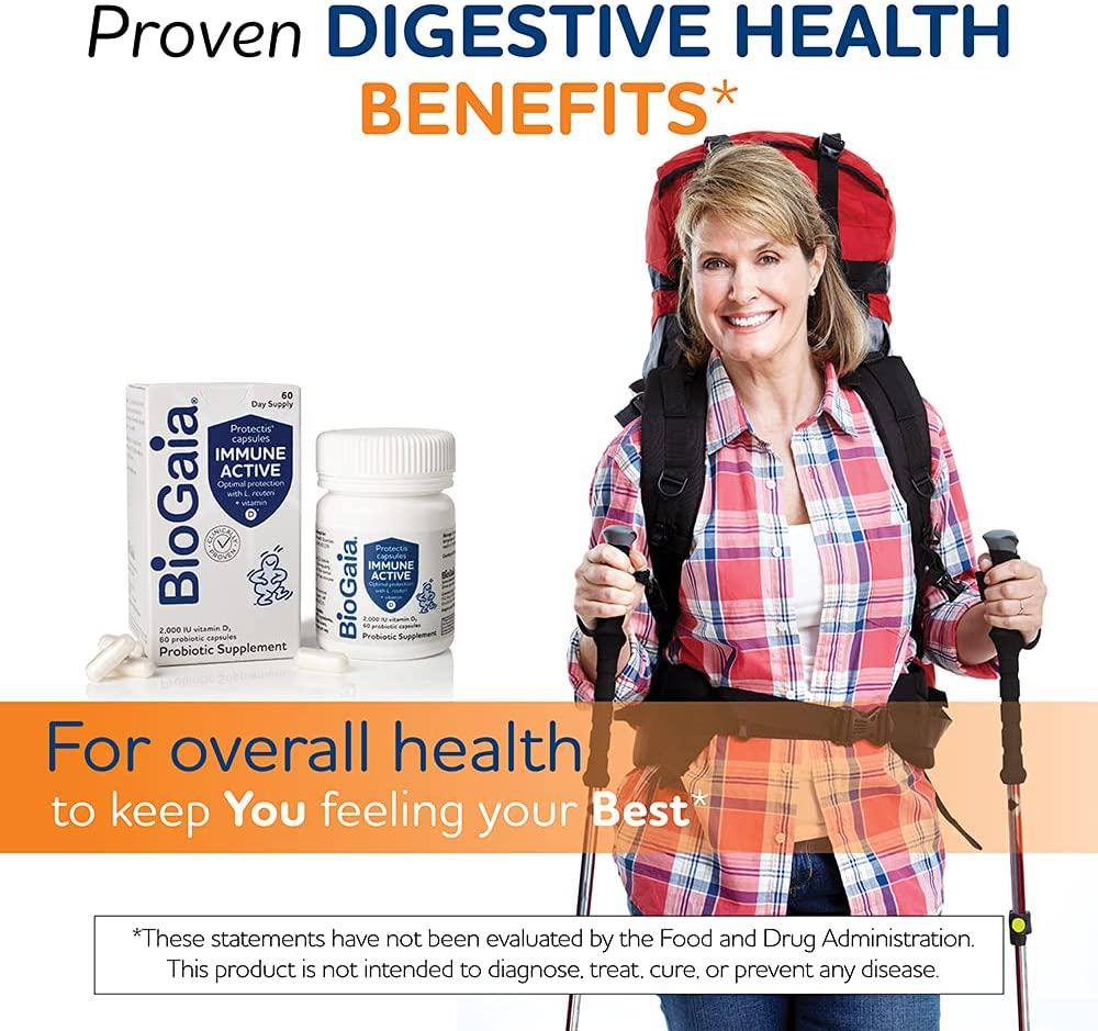 BioGaia Protectis Immune Active Probiotic | Clinically Proven Probiotic + Vitamin D | Supports Immune, Digestive and Overall Health | Probiotics for Men and Women | Capsules | 60 Day Supply