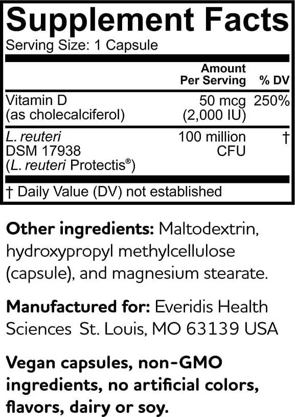 BioGaia Protectis Immune Active Probiotic | Clinically Proven Probiotic + Vitamin D | Supports Immune, Digestive and Overall Health | Probiotics for Men and Women | Capsules | 60 Day Supply
