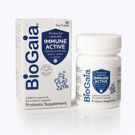 BioGaia Protectis Immune Active Probiotic | Clinically Proven Probiotic + Vitamin D | Supports Immune, Digestive and Overall Health | Probiotics for Men and Women | Capsules | 60 Day Supply