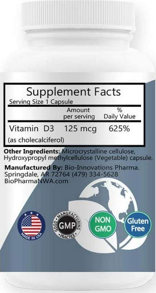 BioInnovations Pharmacal Vitamin D3-5000 IU (90 Veg Count)