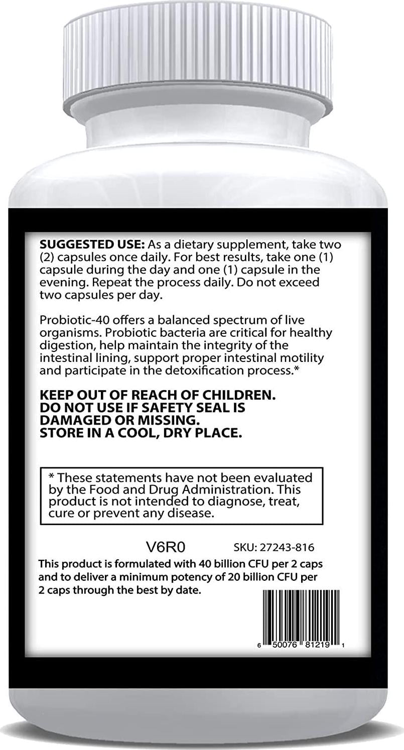 BioLeno Probiotic 40 Billion CFU/g for Men and Women - Probiotic with Lactobacillus Acidophilus - Bi-Pass Technology - No Refrigeration - Probiotic Supplements for Digestive Health | 60 Capsules