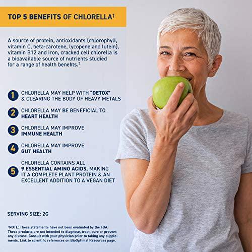 BioOptimal Chlorella, Organic Chlorella Tablets, 100% USDA Organic, Premium Quality 4 Organic Certifications, Non-GMO, No Additives Capsules Or Fillers,120 Count