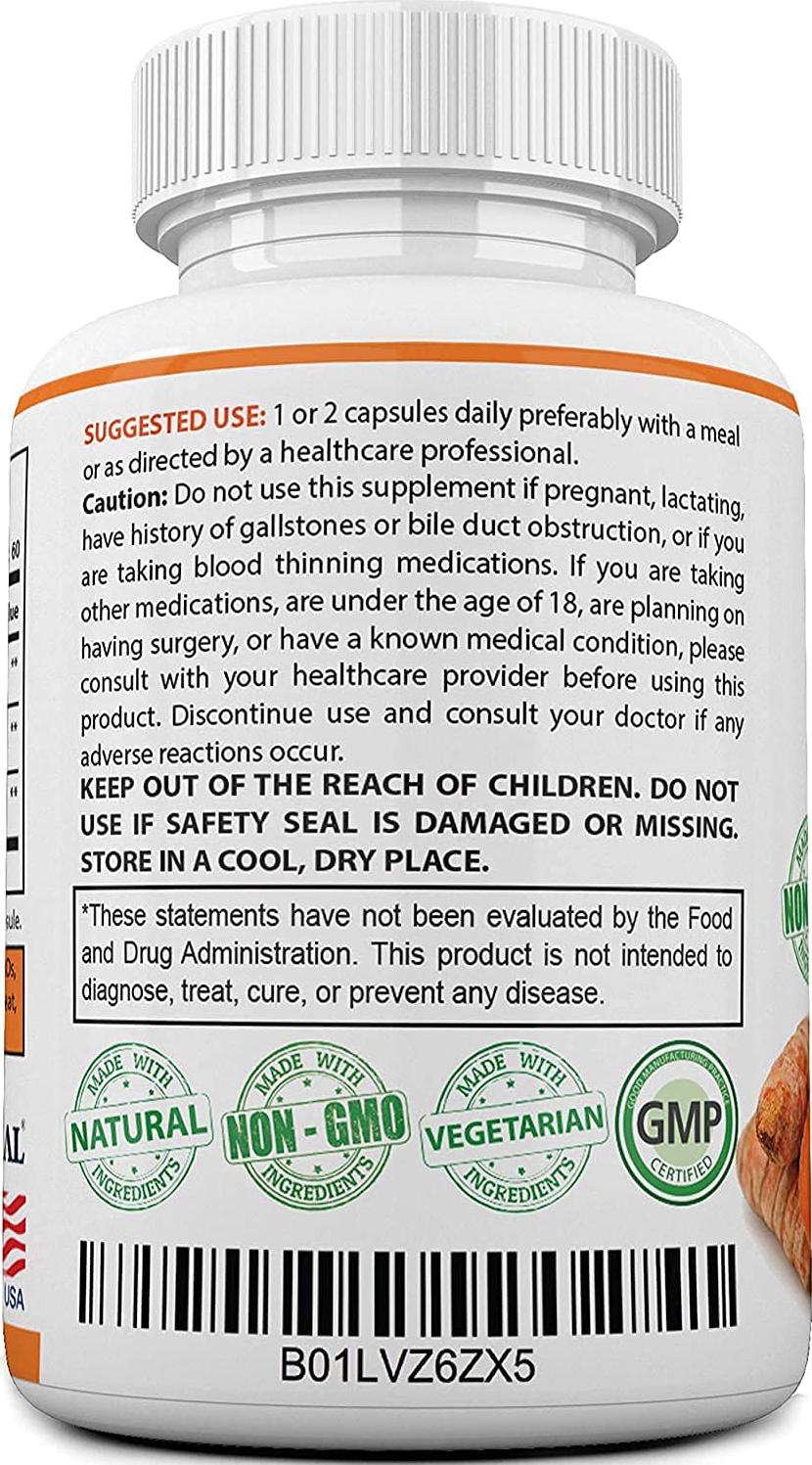 BioOptimal Organic Turmeric Capsules, 2 Month Supply, Turmeric Curcumin Supplement, Organic Turmeric with Black Pepper, Non-GMO, Extra Strength, Joint Pain Relief, 1 Daily, 60 Turmeric Pills