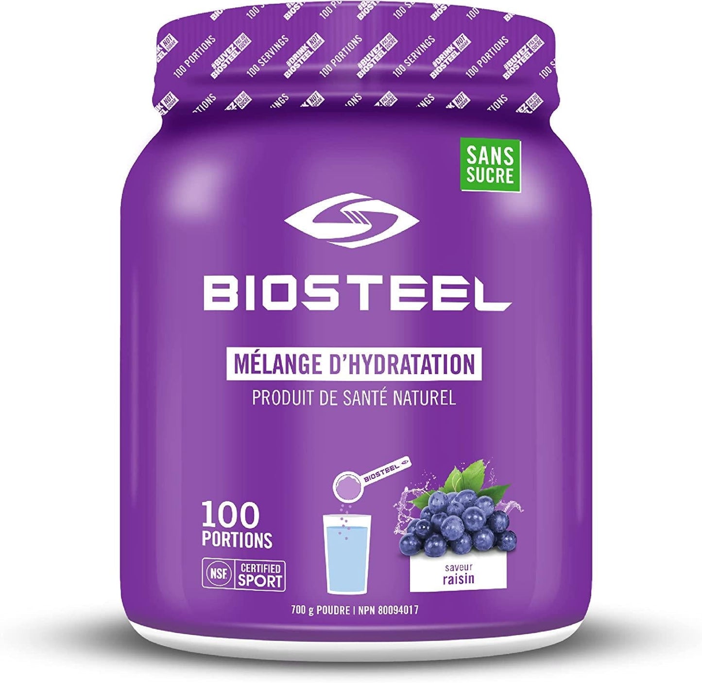 BioSteel Hydration Mix, Sugar-Free with Essential Electrolytes, Grape, 100 Servings