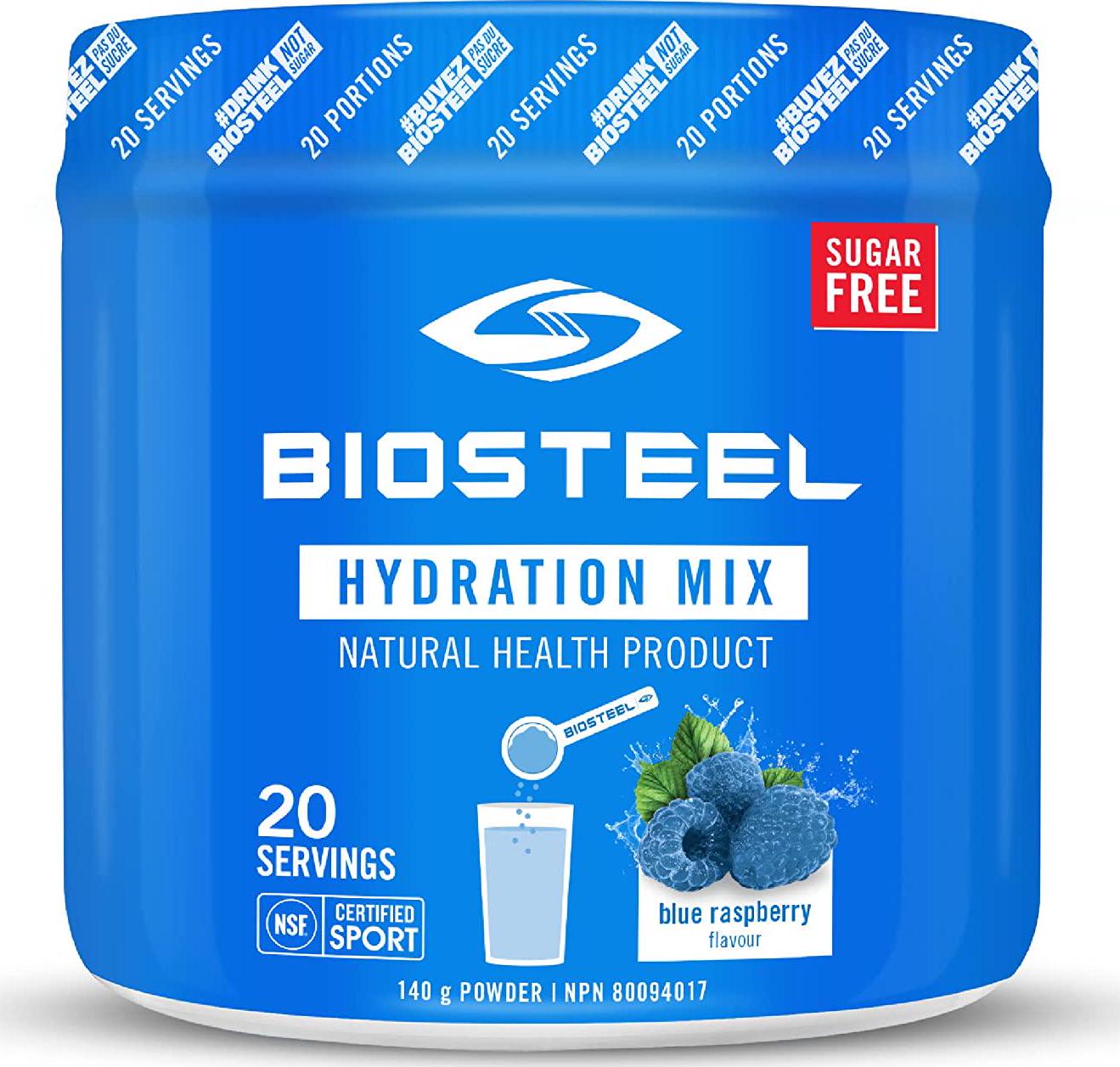 BioSteel Hydration Mix, Sugar-Free with Essential Electrolytes, Blue Raspberry, 20 Servings