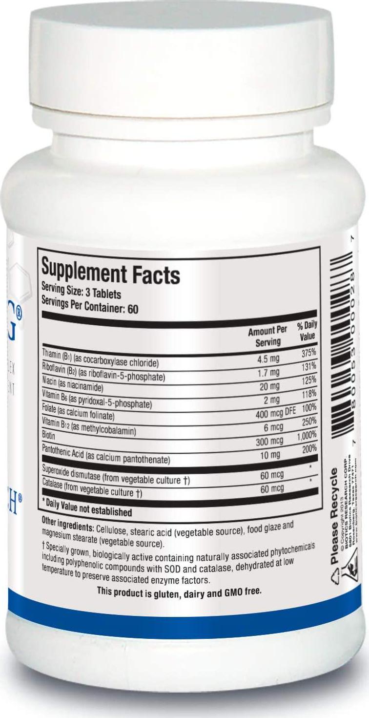 Bio-3B- G Vitamin B Complex, Vitamin B Complex Supplement for Stress, Energy and Adrenal Health - Gluten Free Supplement by Biotics Research 180c