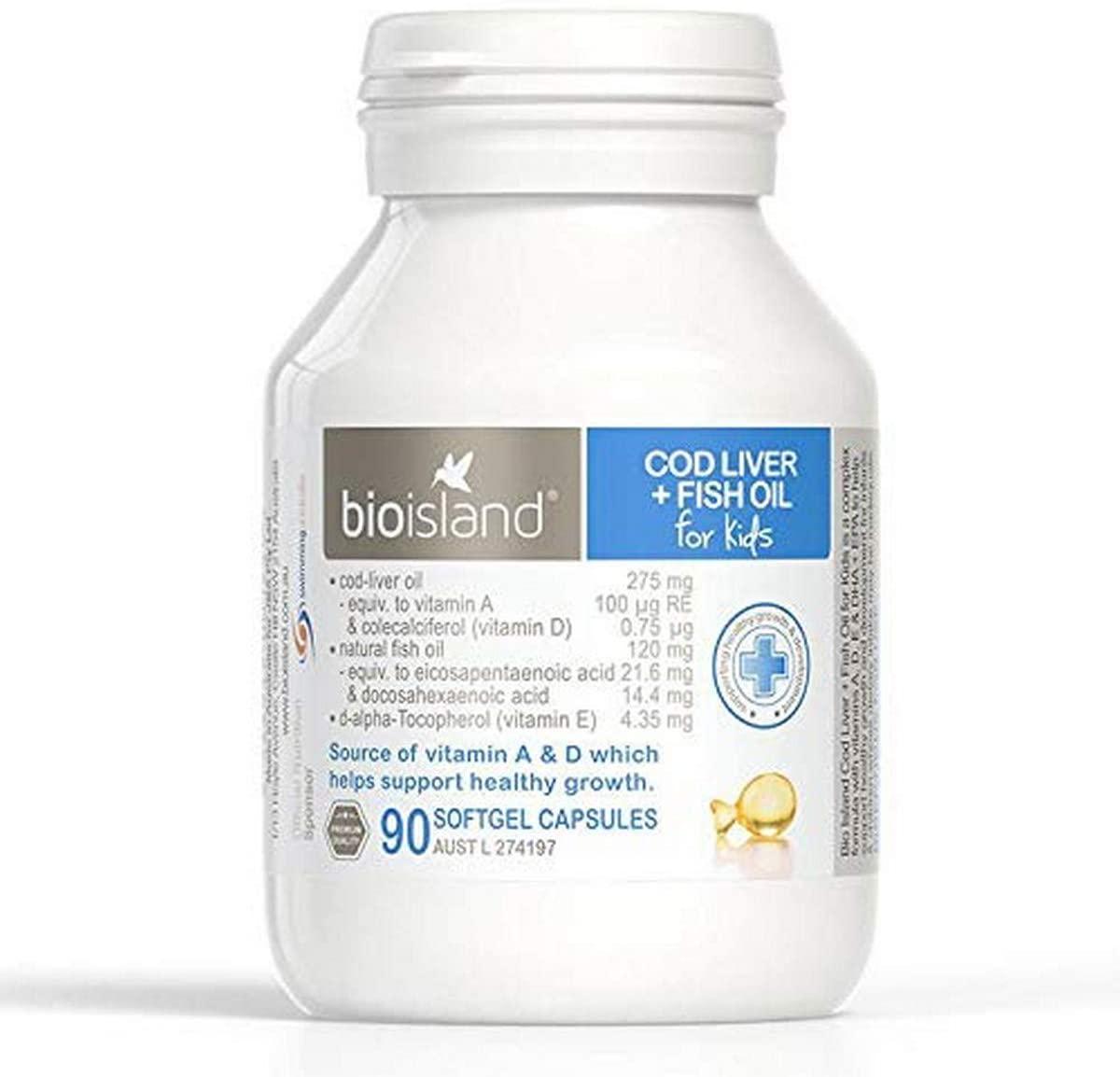 Bio Island Cod Liver Oil + Fish Oil Capsules for Kids, 90 count