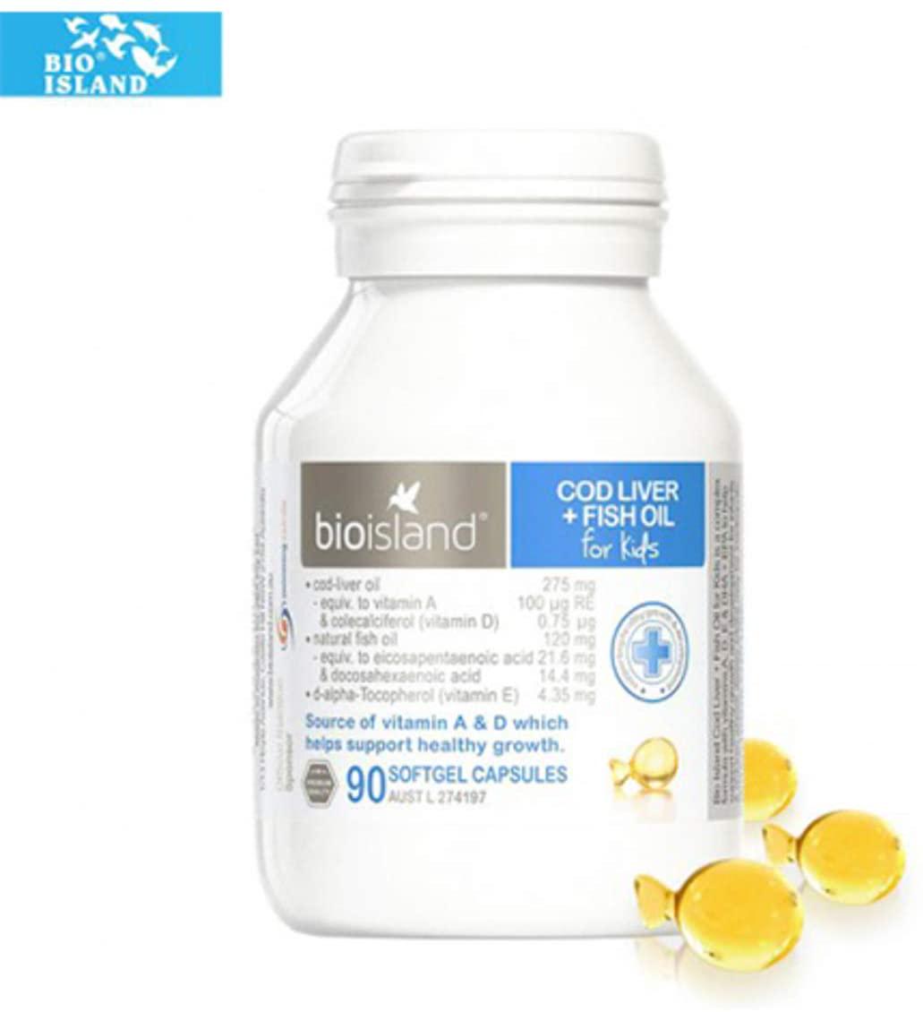 Bio Island Cod Liver Oil + Fish Oil Capsules for Kids, 90 count