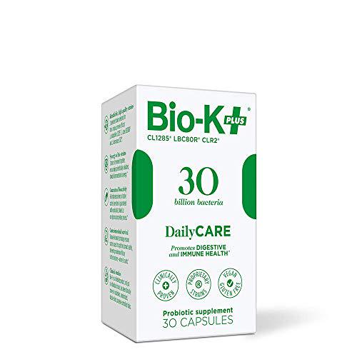 Bio-K+ Probiotic Supplement Capsule for Women and Men. 30 Billion Bacteria at Expiry Date. Delayed Release Capsule, Vegan and Gluten Free. 30 Capsules/Box.