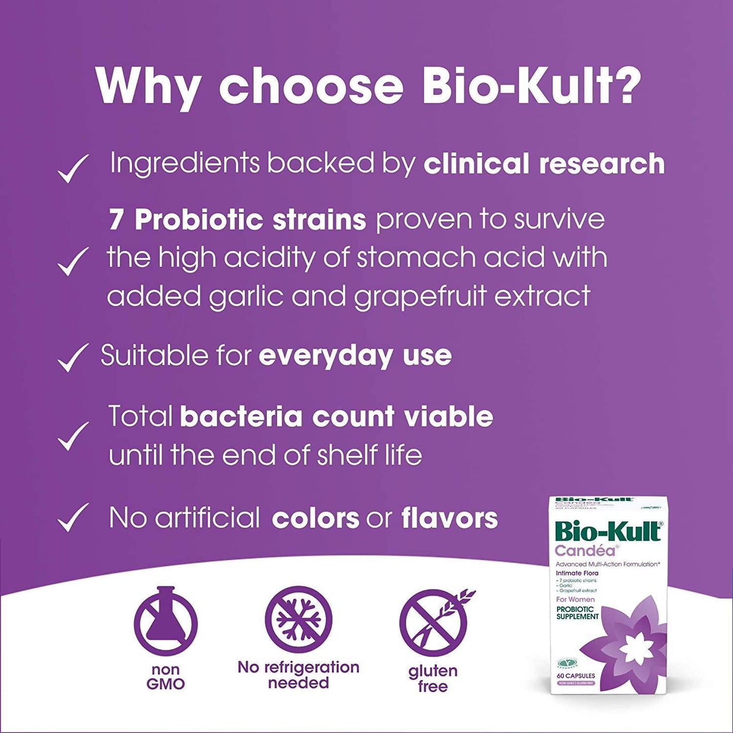 Bio-Kult Candea - 60 Capsules - Probiotic for Intimate Flora, Probiotic for Women, Probiotic for Men, with Garlic and Grapefruit Extract