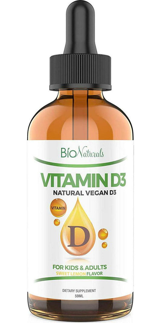 Bio Naturals Vitamin D3 1000 IU Liquid Drops for Adults, Kids and Infants - Highest Absorption - Immune System, Bone, Muscle and Dental Support - 2 fl oz