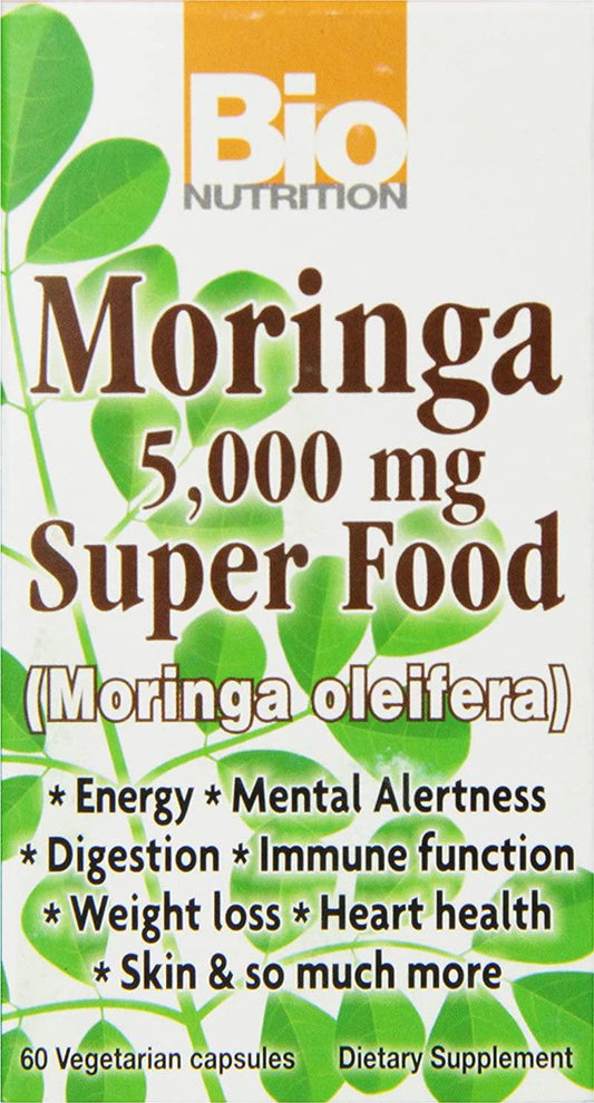 Bio Nutrition Moringa Super Food Vegi-Caps, 60 Count, 5,000 mg