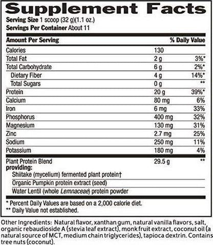 Biochem 100% Plant Protein - Vanilla - 12.4 oz - 20g Vegan Protein - Complete Amino Acid Profile - Keto-Friendly - Calcium - Iron - Non-GMO - Meal Replacement - No Added Sugar