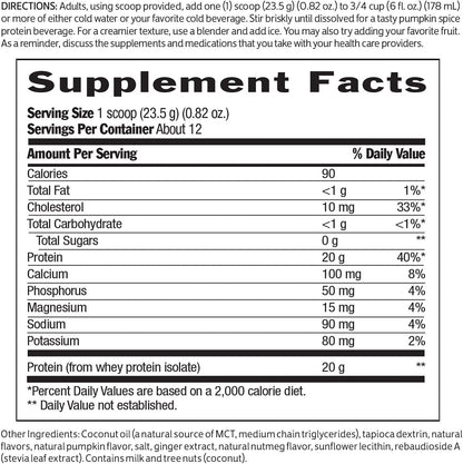 Biochem 100% Whey Isolate Protein - 11.8 oz - Sugar Free Vanilla - 20g Vegetarian Protein - Keto-Friendly - Amino Acids - Invigorating Taste - Easily Digestible (Sugar Free Pumpkin Spice)