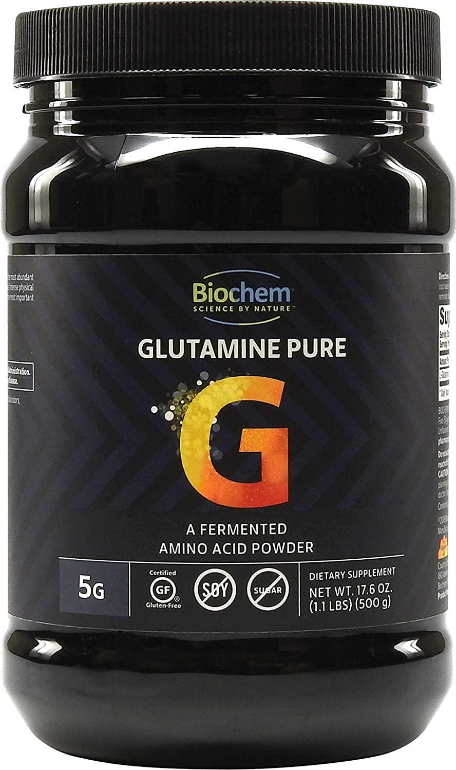 Biochem Glutamine Pure - 5g - Amino Acid Powder - Keto-Friendly - Promotes Muscle Tissue Support - Postworkout - Easy to Mix - Certified Gluten Free - Vegan