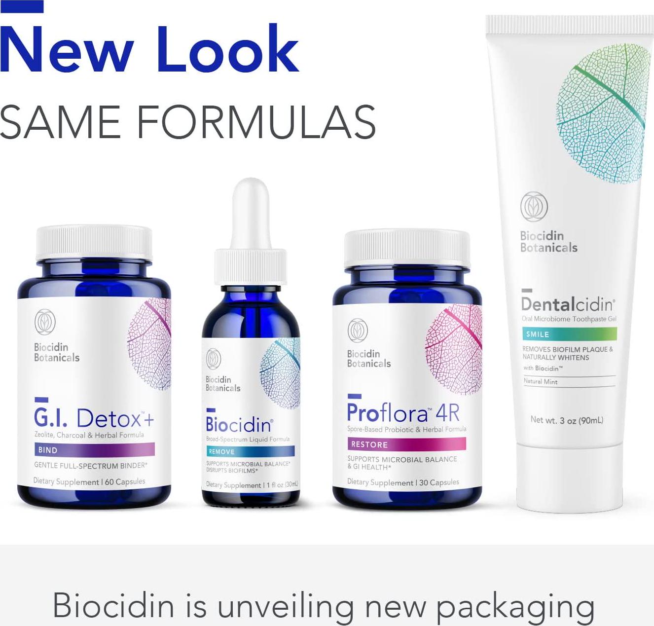 Biocidin Liquid Formula (1 oz) with GI Detox+ Gentle Binder (60 Capsules) - Two-Product Detox Bundle to Support GI Detox, Cleansing and Healthy Digestion - Assists in Toxin and Biofilm Removal