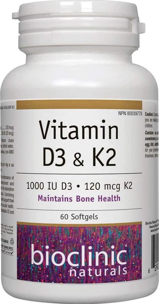 Bioclinic Naturals Vitamin D3 and K2 60 Gels