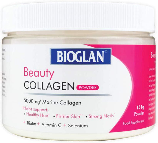 Bioglan Collagen | 5000mg Marine Collagen Powder | Helps support healthy looking SKIN, HAIR, NAILS | Biotin | Vitamin C | Selenium | Hyaluronic Acid | 151g