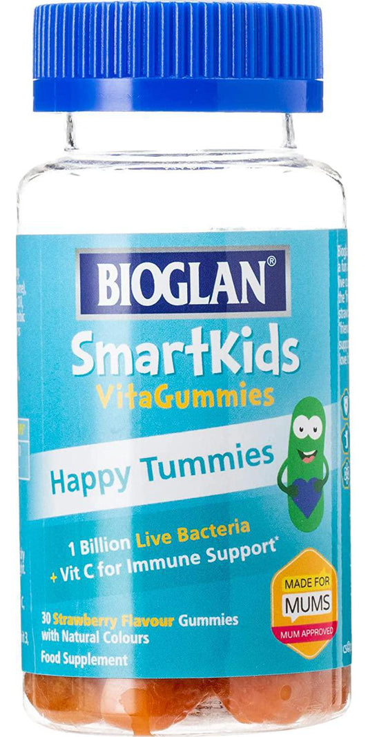 Bioglan SmartKids Happy Tummies | 1 Billion Live Bacteria | CFU | Vitamin C | Immune Support | 30 Gummies