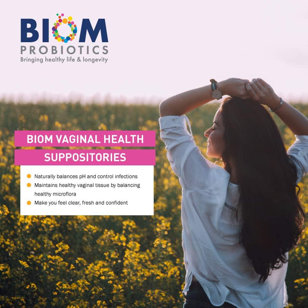 Biom Probiotics Probiotic Suppositories For Women Vegan Vaginal Moisturizer For Bacterial And Yeast Infection Feminine Vaginal Dryness, Lubrication and Vaginal Health - Paraben-Free (5 Count)