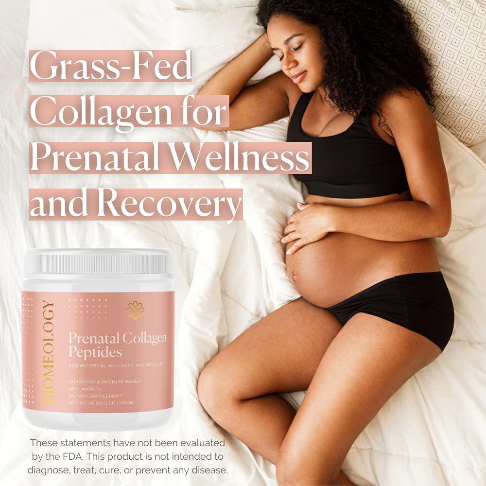 Biomeology Prenatal Collagen Peptides (11g) - Grass-Fed Collagen Protein, with Glycine and Amino Acids for Pregnancy and Postpartum - Help Digestion, Immune Health, Pelvic Floor, and Postpartum Recovery