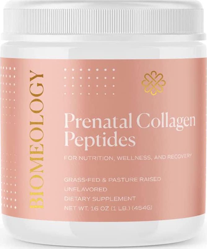 Biomeology Prenatal Collagen Peptides (11g) - Grass-Fed Collagen Protein, with Glycine and Amino Acids for Pregnancy and Postpartum - Help Digestion, Immune Health, Pelvic Floor, and Postpartum Recovery