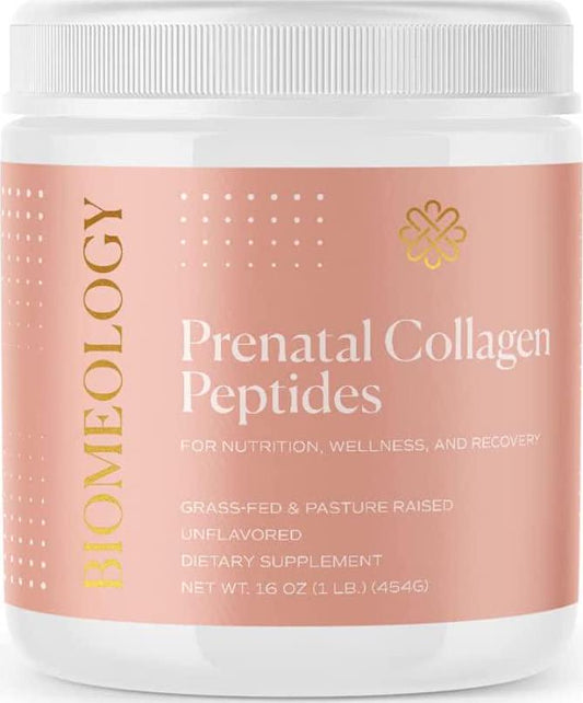 Biomeology Prenatal Collagen Peptides (11g) - Grass-Fed Collagen Protein, with Glycine and Amino Acids for Pregnancy and Postpartum - Help Digestion, Immune Health, Pelvic Floor, and Postpartum Recovery