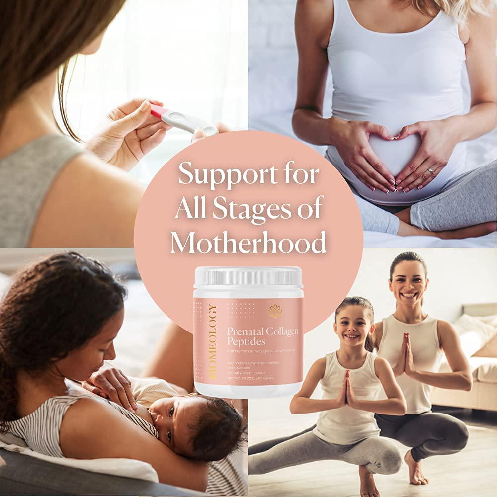 Biomeology Prenatal Collagen Peptides (11g) - Grass-Fed Collagen Protein, with Glycine and Amino Acids for Pregnancy and Postpartum - Help Digestion, Immune Health, Pelvic Floor, and Postpartum Recovery