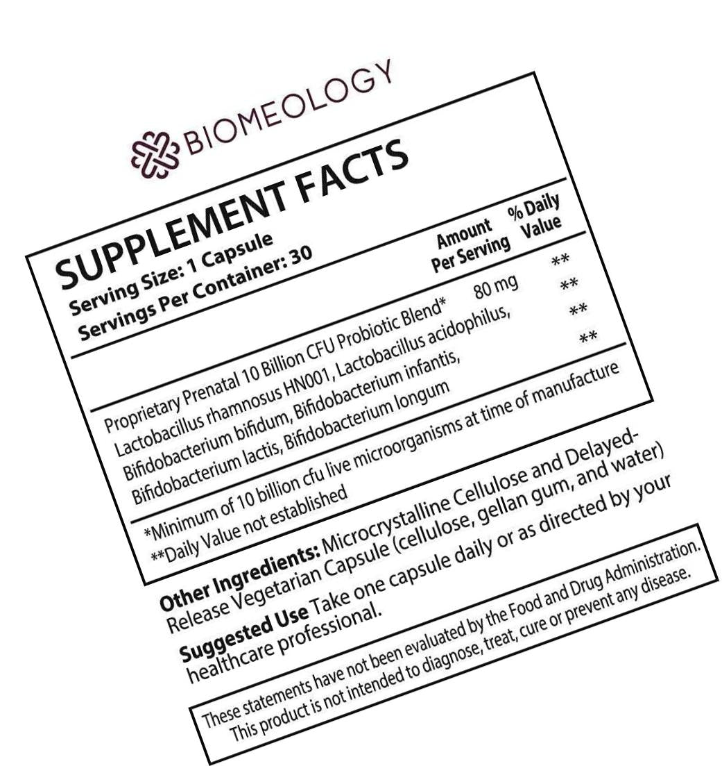 Biomeology Probiotics for Pregnancy, Postpartum, and Breastfeeding | Supports Digestive and Immune Health for Mom and Baby | Morning Sickness Relief | Take with Prenatal Vitamins | 30 Capsules