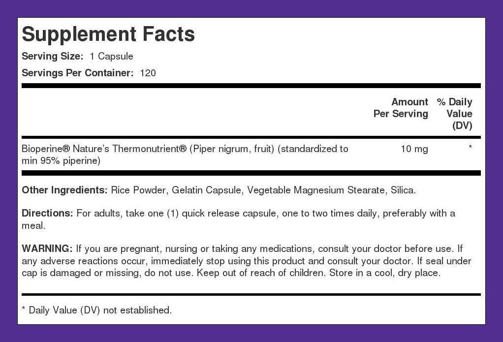 Bioperine 10mg 120 Capsules