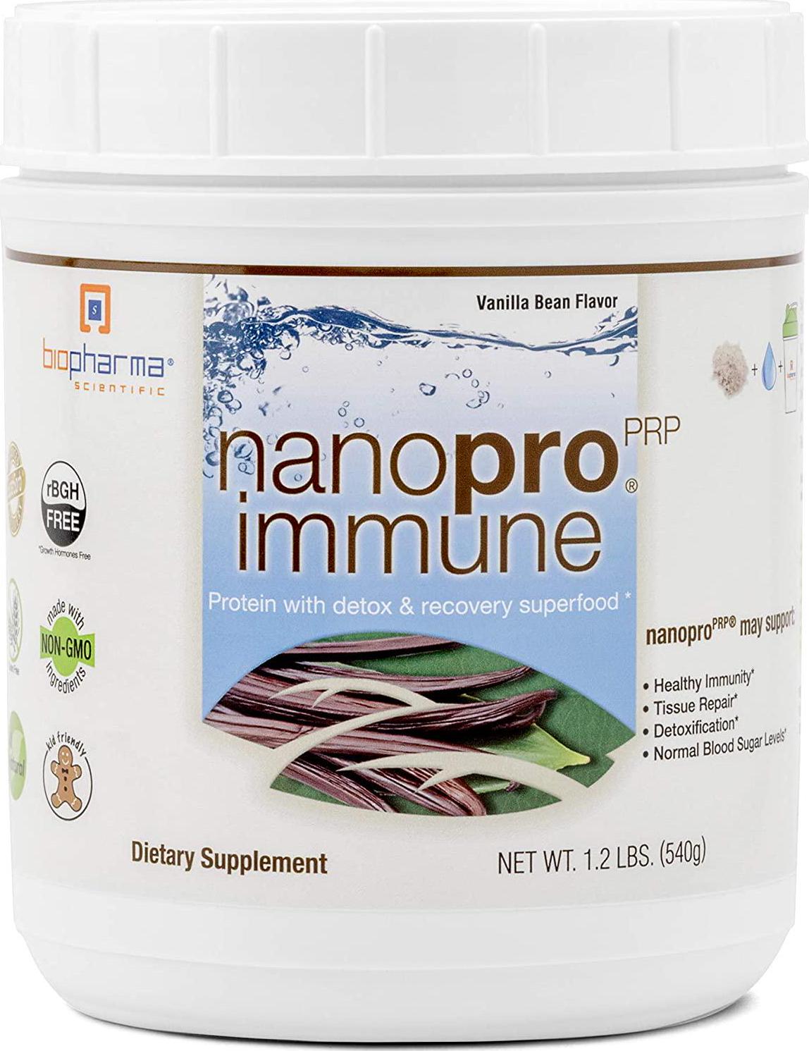 Biopharma Scientific NanoPro Immune Undenatured Whey Protein Powder | Vanilla Bean Flavor | 30 Servings | Colostrum, Iron, Calcium, Grass Fed Cows, Proline Rich Polypeptides