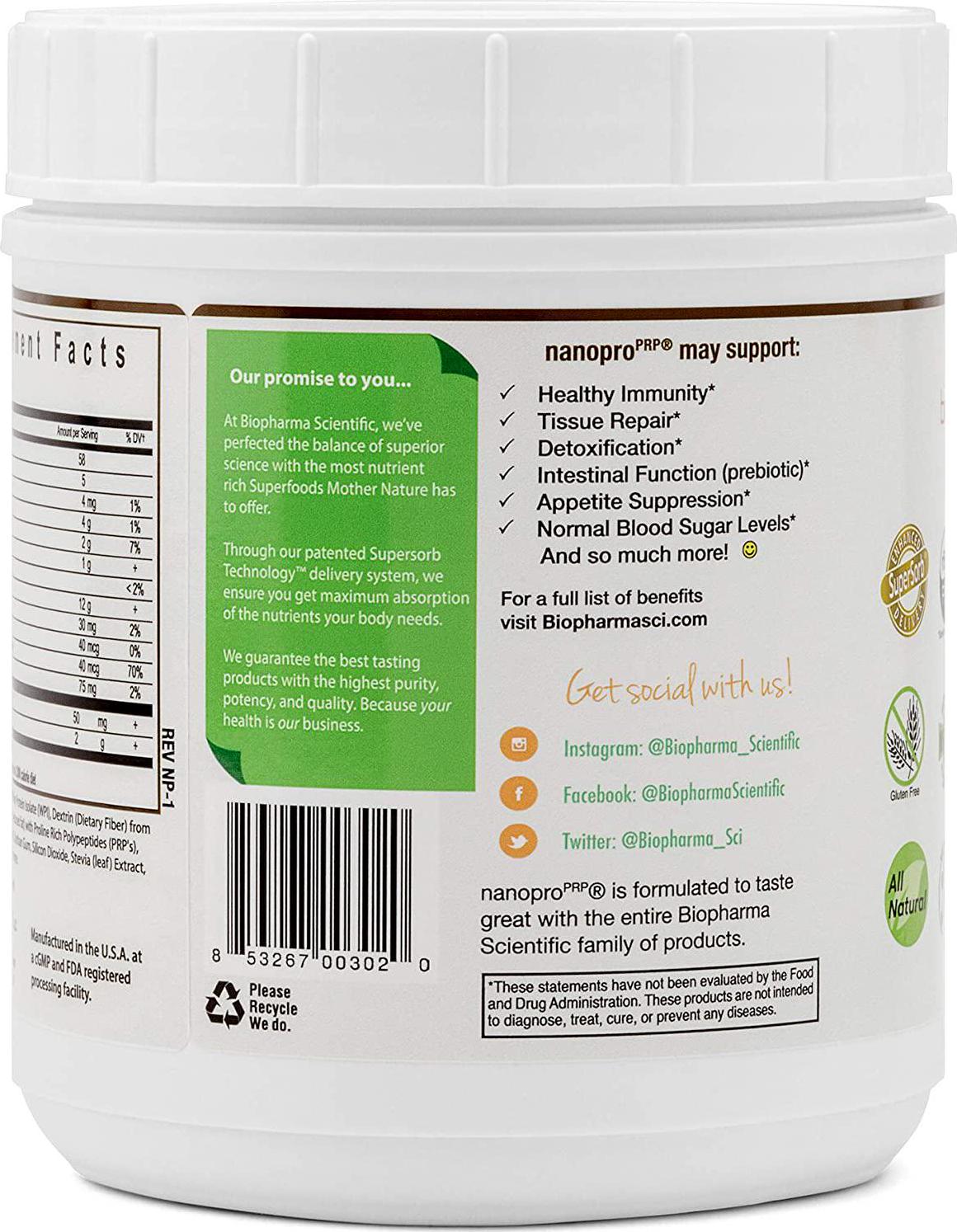 Biopharma Scientific NanoPro Immune Undenatured Whey Protein Powder | Vanilla Bean Flavor | 30 Servings | Colostrum, Iron, Calcium, Grass Fed Cows, Proline Rich Polypeptides