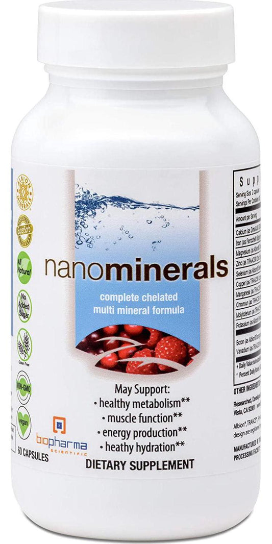Biopharma Scientific NanoMinerals Complete Chelated Multi-Mineral Capsules | 30 Servings | Calcium, Iron, Magnesium, Zinc, Potassium, Manganese, Chromium, Copper