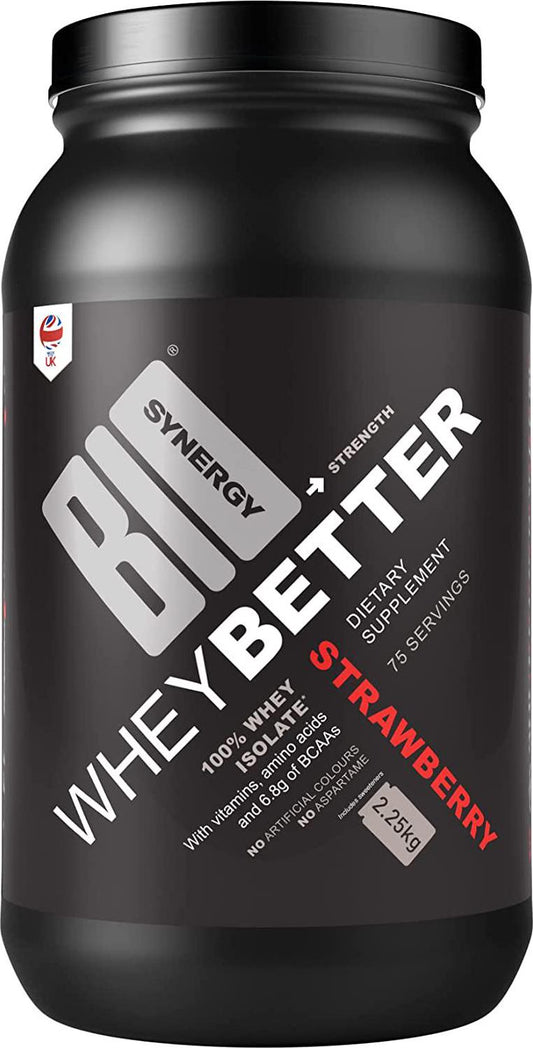 Biosynergy Whey Better Strawberry No Fat and Carbs NonGMO Protein Shake 2250g