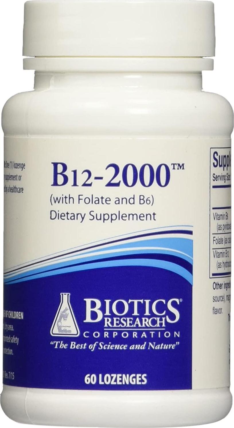Biotics Research - B12-2000 with Folic Acid and B6 - 60 Lozenges