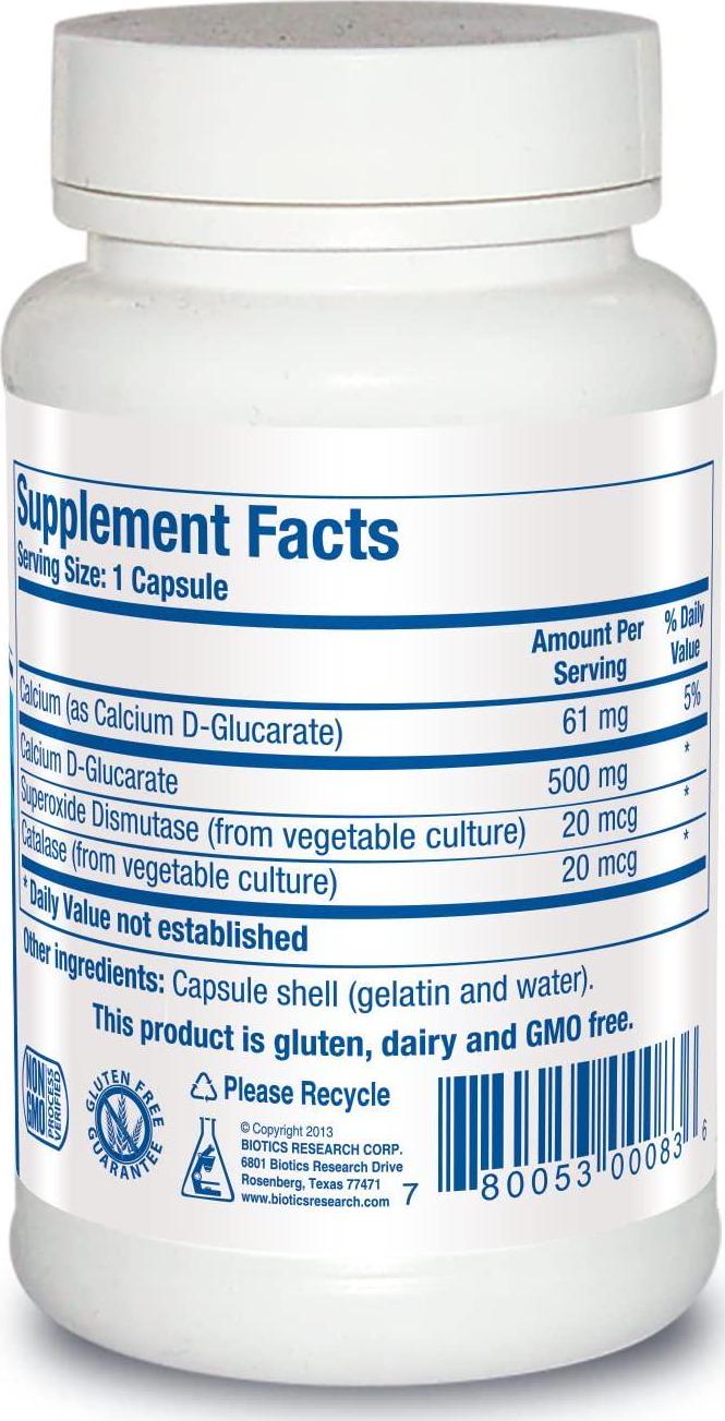 Biotics Research Ca D-Glucarate – Liver Detoxification, Eliminates Toxins, Strong Bones, Hormonal Health, Heart Health, Weight Management, Raw Organic Vegetable Culture 120 ct