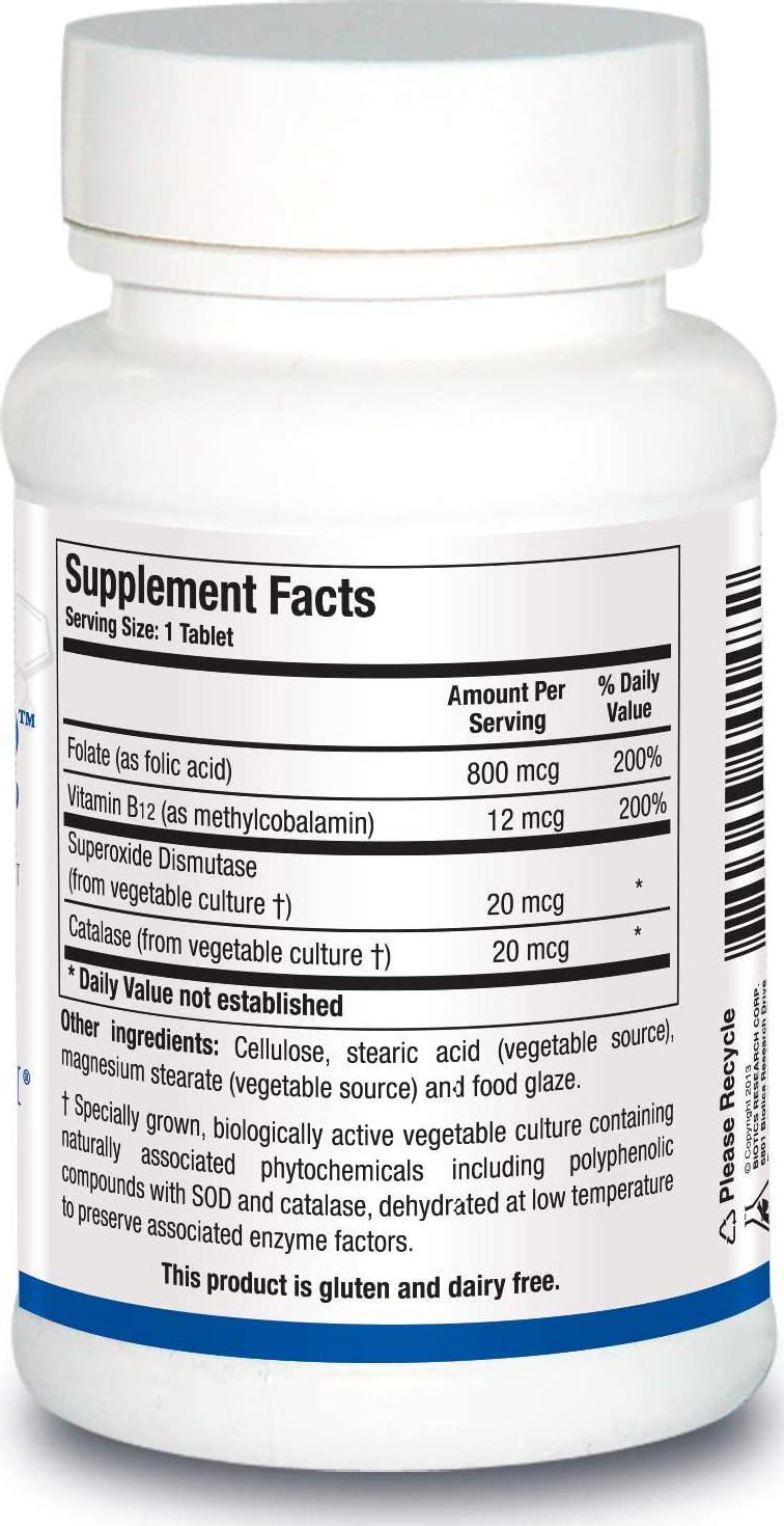 Biotics Research Folic Acid 800TM 800 mcg Food Form of Folic Acid with B12. Methyl Support. Healthy Skin. Pregnancy Nutrition, Energy Support. 180 Tablets