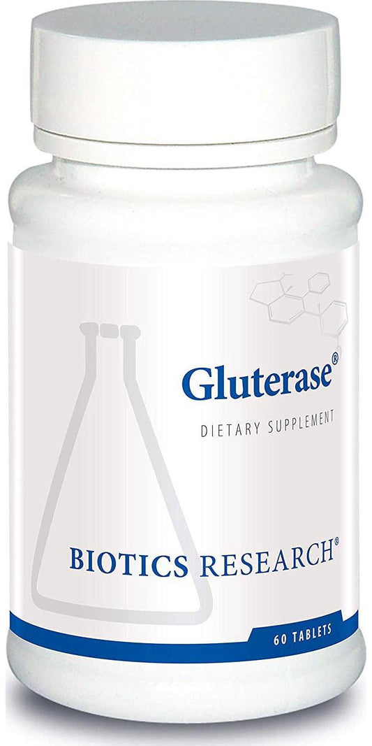Biotics Research Gluterase – Dietary Enzymes for Digesting Gluten, Specialized Enzyme Preparation, Tolerase, Gut-Supportive Nutrients, Okra, Marshmallow, Vitamin U Complex. 60 Tablets.