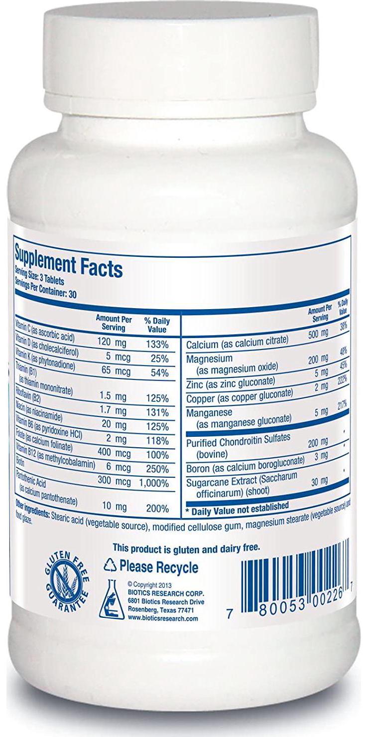 Biotics Research Osteo B Plus Optimal Bone Health Support, Ca Mg K, Healthy Aging, Purified Chondroitin Sulfates 90 Tablets