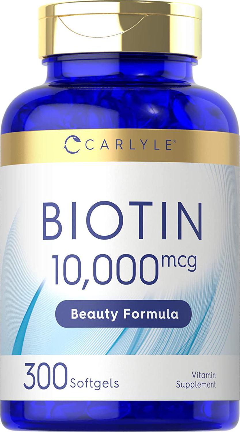 Biotin 10000mcg | 300 Softgels | Max Strength | Non-GMO, Gluten Free Supplement | by Carlyle