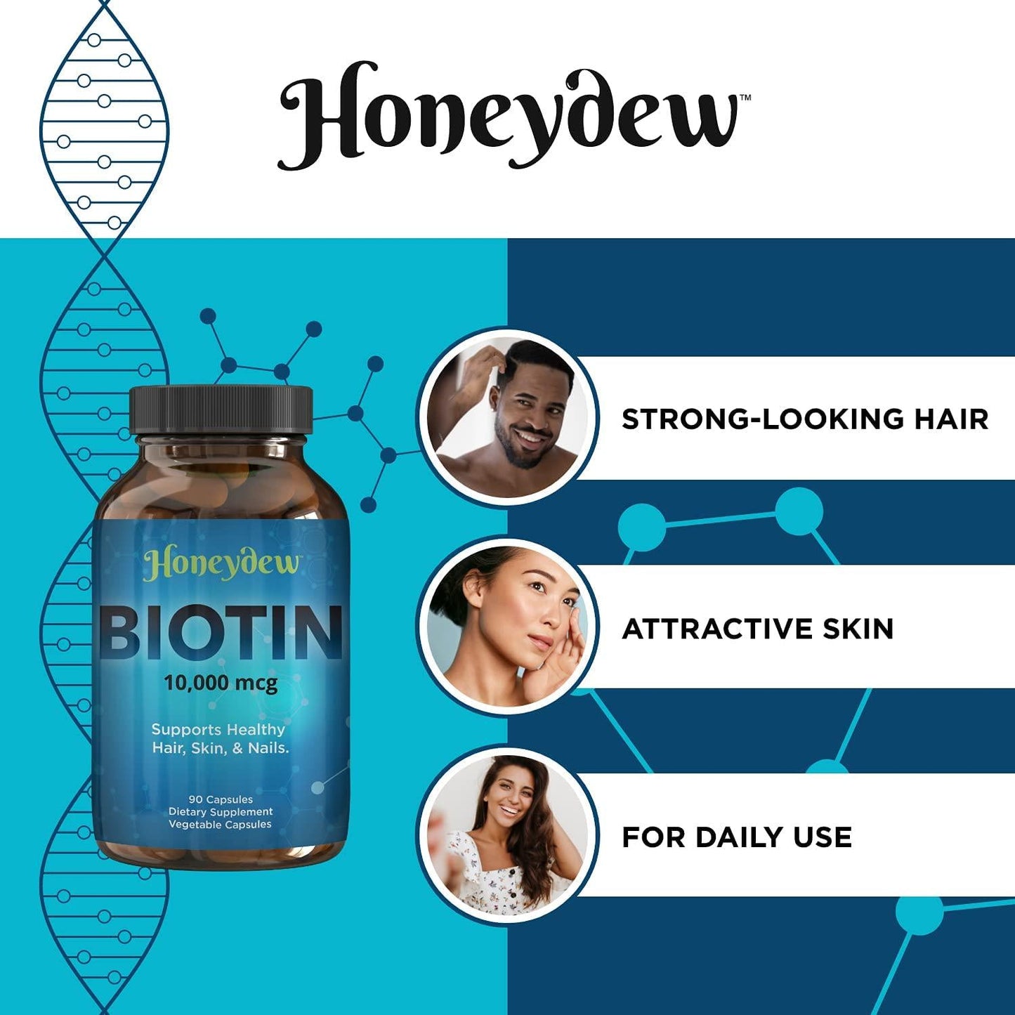 Biotin 10000mcg Hair Growth Vitamins - Natural Biotin Hair Vitamins for Faster Hair Growth Treatment and Nail Strengthener - Biotin for Hair Growth with Hair Skin and Nails Vitamins for Hair Regrowth