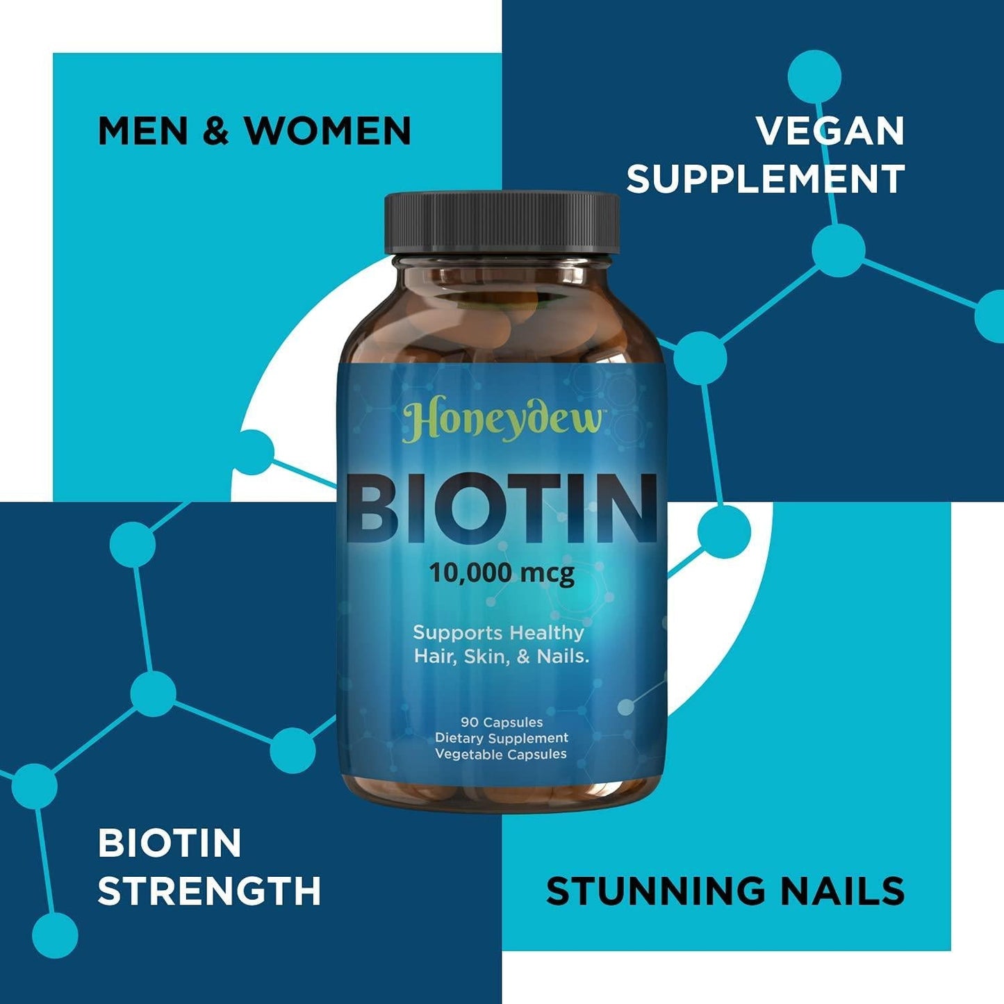 Biotin 10000mcg Hair Growth Vitamins - Natural Biotin Hair Vitamins for Faster Hair Growth Treatment and Nail Strengthener - Biotin for Hair Growth with Hair Skin and Nails Vitamins for Hair Regrowth
