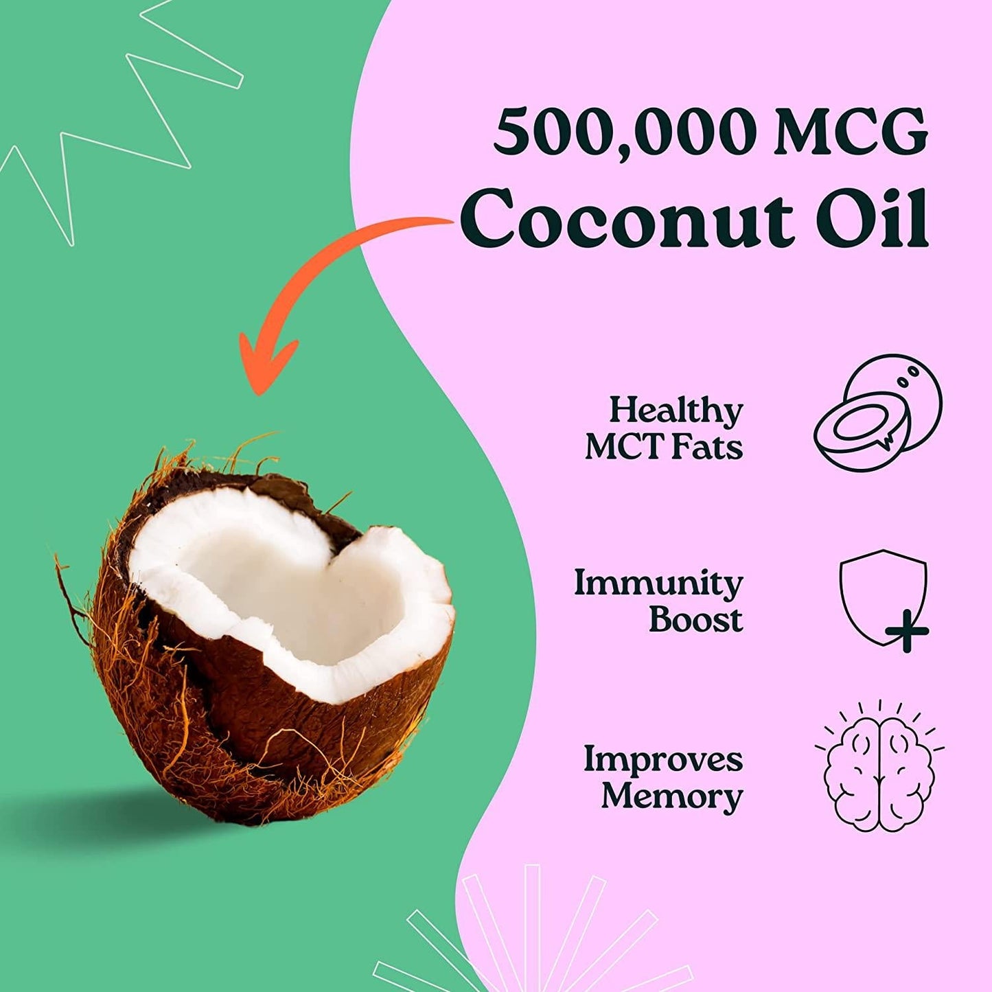 Biotin 10000mcg | Organic Coconut Oil | Hair Skin and Nails Vitamins for Women and Men | Hair Growth Thickening Strength | Veggie Capsules | 2 Month Supply