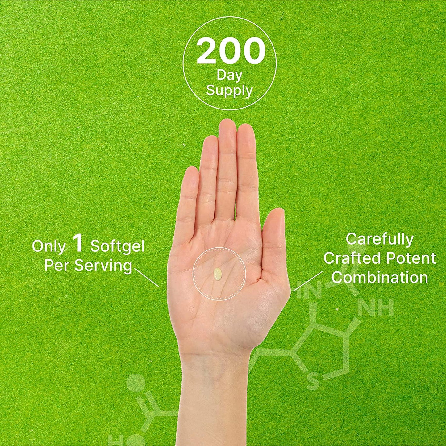 Biotin 10000mcg Plus Hyaluronic Acid with Coconut Oil, 200 Softgels, Bioavailable Biotin (Vitamin B7) Supplement, Promote Healthy Hair, Skin and Nails for Women and Men, Gluten Free, Non-GMO