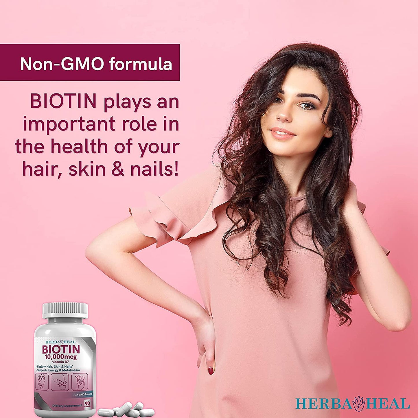 Biotin 10,000mcg - Hair Vitamin B7 - Promotes Healthy Skin Nails and Hair - Biotin for Women