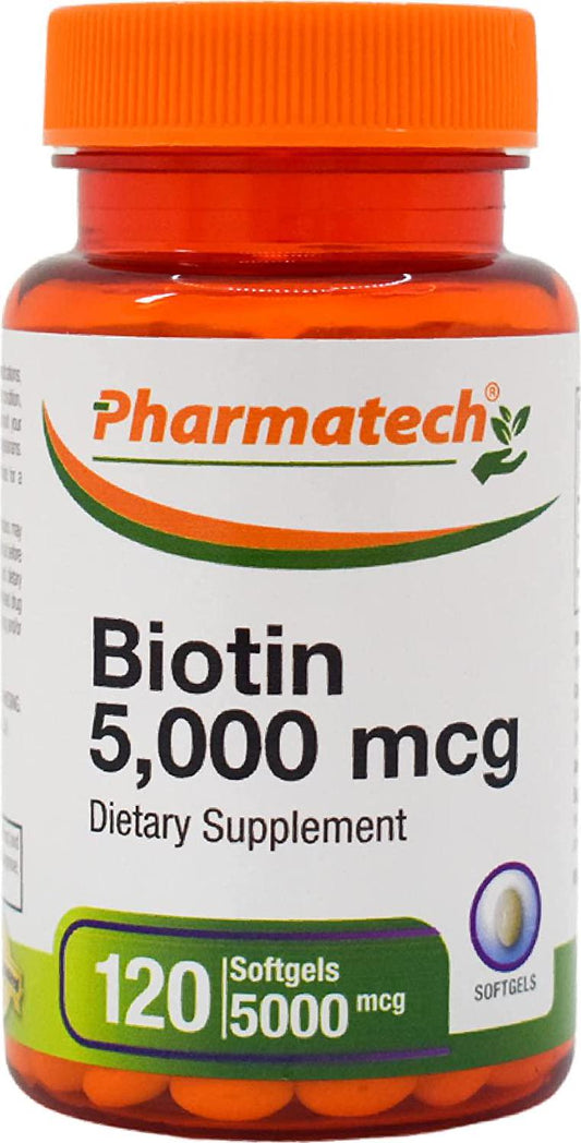 Biotin 5000 mcg - Vitamin for Healthier Hair Growth - Improve Nail Quality - Non-GMO - Gluten Free- Dietary Supplement- High Potency - 120 Softgels
