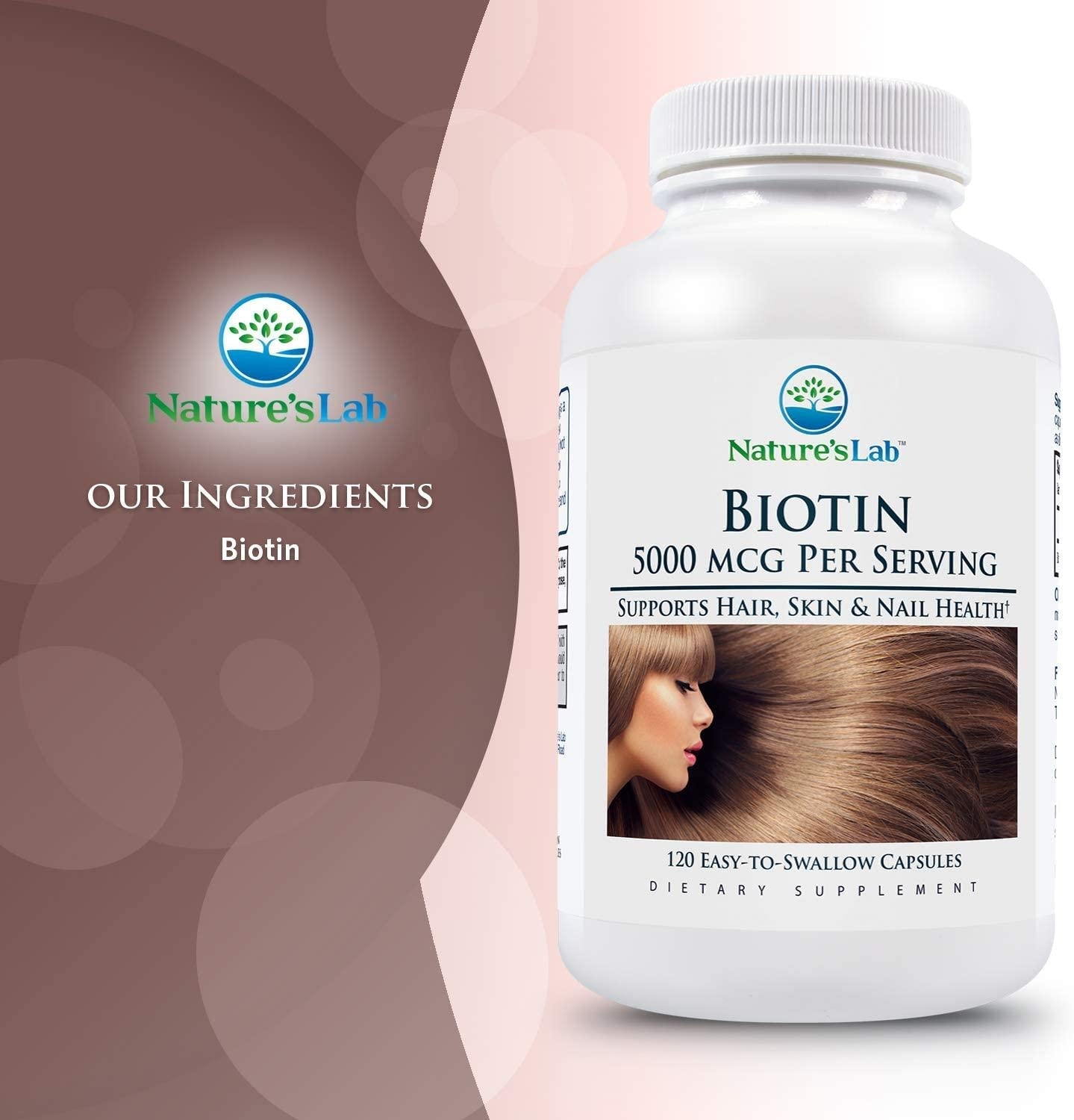 Biotin - 5000mcg - 120 Capsules (4 Month Supply) Promotes Healthy Hair Skin and Nails